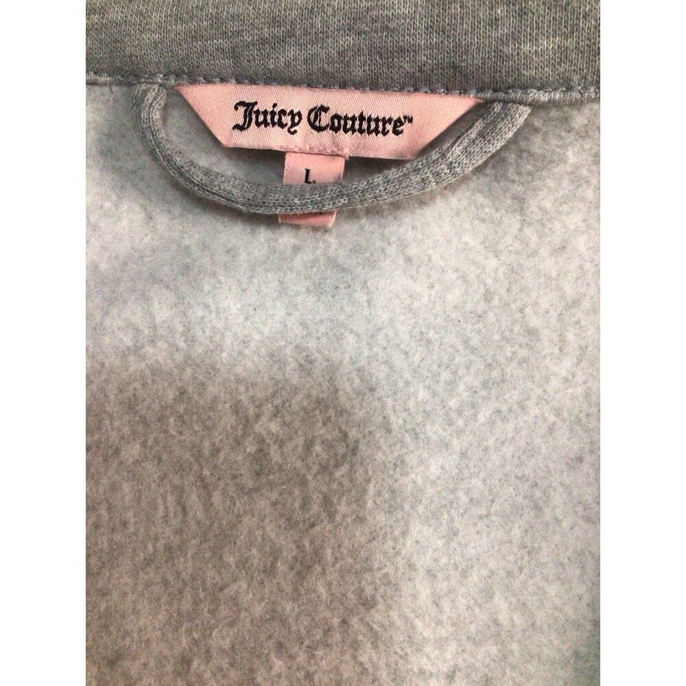 JUICY COUTURE Womens Jacket Large Gray Moto Zip Up Fleece Sweatshirt Pockets - Picture 4 of 7